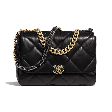 chanel 19 goatskin black